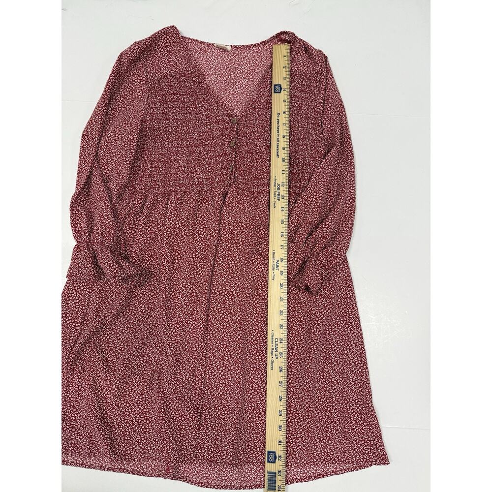 Peach Love California Large Womens Cottage Core Dress Red & White 3/4 Sleeves - Picture 3 of 6